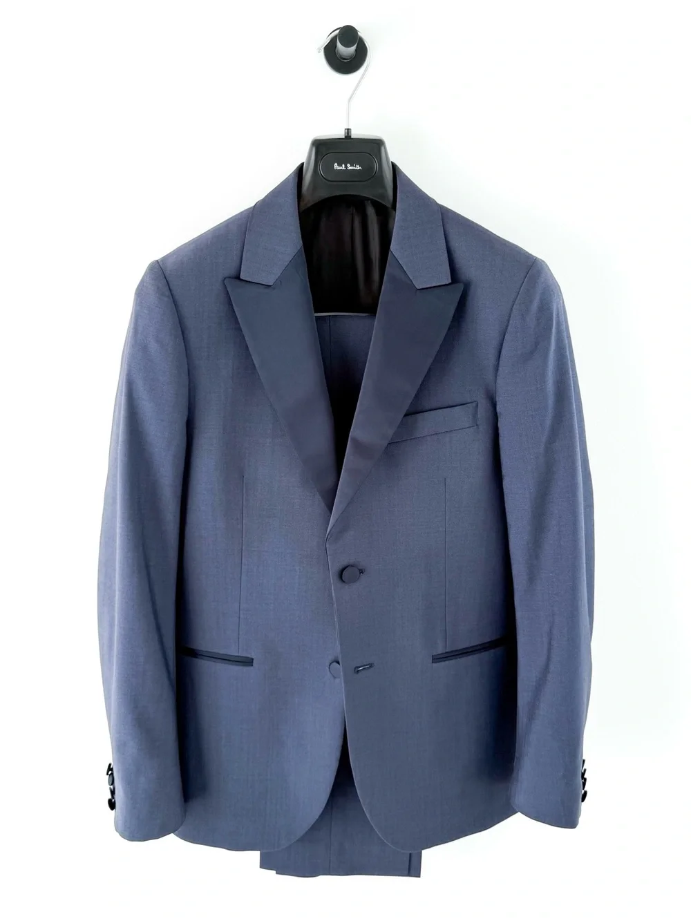Paul Smith Men's Soho Fit Navy Peak Satin Lapel Suit Tuxedo Italian Wool 38R